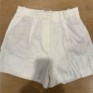Zara Women's white linen Shorts
